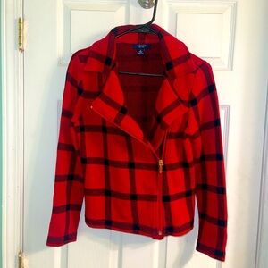 CHAPS Women’s Plaid Zip Up Sweater